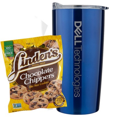 Promo Revolution - 20 Oz. Vacuum Sealed Straight Tumbler Gift Set w/Chocolate Chip Cookies