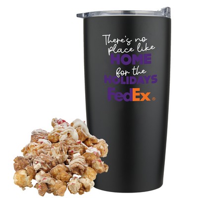 Promo Revolution - 20 Oz. Vacuum Sealed Straight Tumbler Gift Set w/Hot Chocolate Peppermint Popcorn