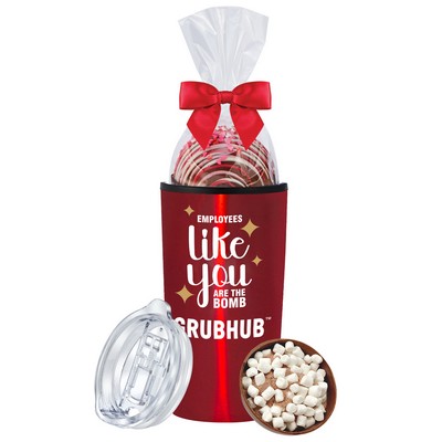 Promo Revolution - 20 Oz. Straight Tumbler w/Plastic Liner Gift Set w/Valentines Mega Hot Choc. Bomb