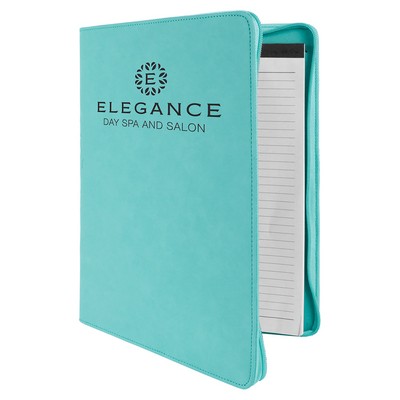 Zipper Leatherette Portfolio (Teal Blue)
