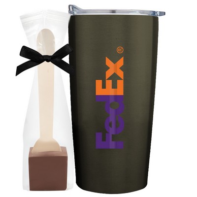 Promo Revolution - 20 Oz. Vacuum Sealed Straight Tumbler Gift Set w/Hot Chocolate Spoon