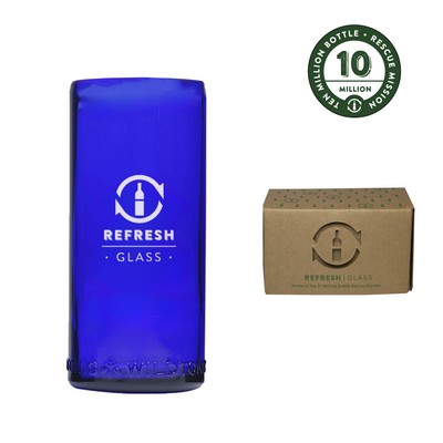 20oz Cobalt Refresh Glass made from rescued wine bottles