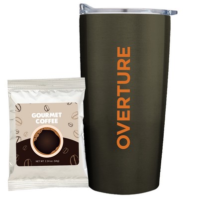 Promo Revolution - 20 Oz. Vacuum Sealed Straight Tumbler Gift Set w/Gourmet Coffee Packet