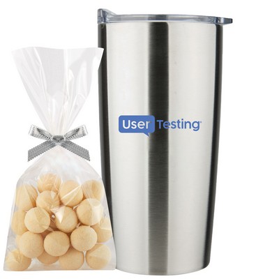 Promo Revolution - 20 Oz. Vacuum Sealed Straight Tumbler Gift Set w/Sugar Cookie Bites Mug Stuffer