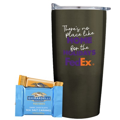 Promo Revolution - 20 Oz. Vacuum Sealed Straight Tumbler Gift Set w/2 Ghirardelli® Squares